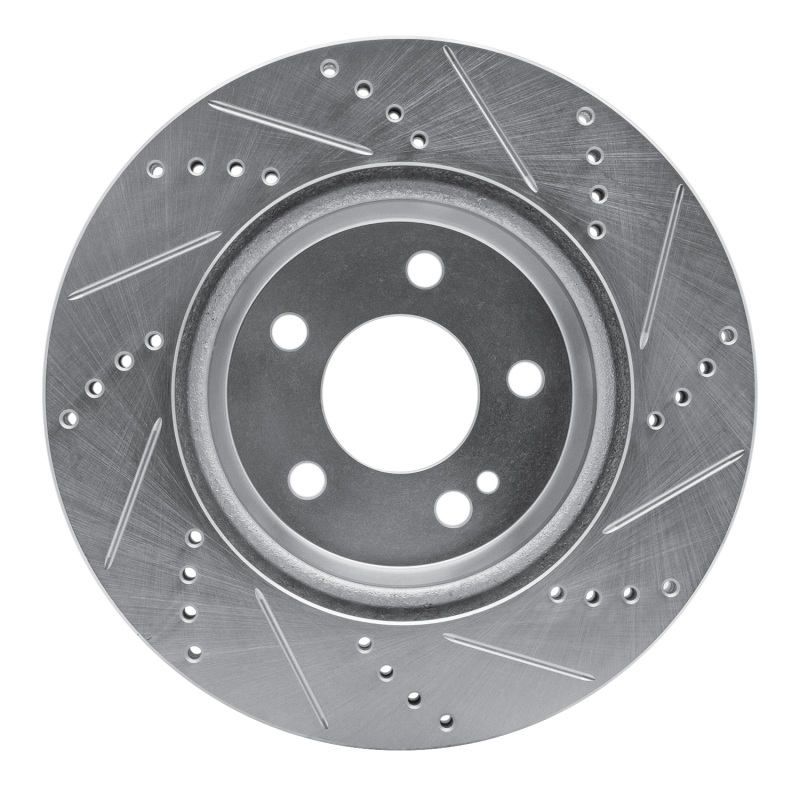 Mercedes-Benz C300 Brake Rotor (1) - Rear Left - R1 Concepts - Drilled & Slotted - Silver - `15-`23
